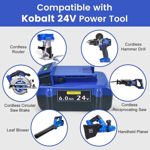 استبدال بطارية Kobalt 24V: استبدال بطارية ليثيوم أيون 6.0Ah لبطارية 24 فولت كحد أقصى KB624-03 KB524-03 KB424-03 KB224-03 KB124-03 متوافق مع جميع أدوات الطاقة اللاسلكية Kobalt 24 V 2 حزم in Saudi Arabia