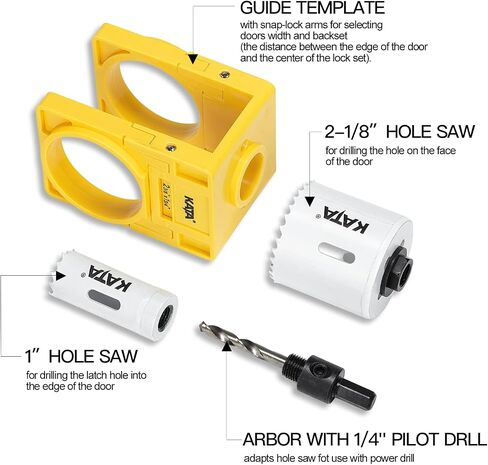 KATA 1-3/8" - 1-3/4" Door Lock Installation Kit for Wooden Doors with Guide Template, Door Lock Hole Saw, Carbon Steel in Saudi Arabia