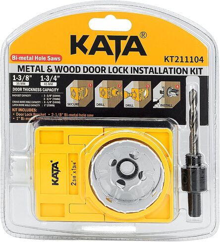 KATA 1-3/8" - 1-3/4" Door Lock Installation Kit for Wooden Doors with Guide Template, Door Lock Hole Saw, Carbon Steel in Saudi Arabia