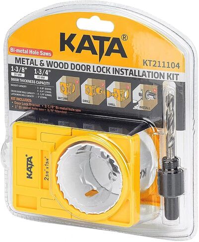 KATA 1-3/8" - 1-3/4" Door Lock Installation Kit for Wooden Doors with Guide Template, Door Lock Hole Saw, Carbon Steel in Saudi Arabia