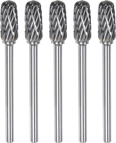 5pcs Carbide Rotary Burrs 1/8" (3mm) Shank 1/4" (6mm) Head Double Cut Cylindrical Ball Nose C Shape Die Grinder Bits Rasp Files for Metal Wood Plastic Polishing Engraving in Saudi Arabia