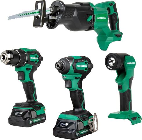 Metabo HPT 18V MultiVolt ™ مثقاب لاسلكي، ومحرك تصادمي، ومنشار ترددي، ومجموعة كومبو مكونة من 4 قطع | تتضمن بطاريات 2-18 فولت 2.0 أمبير | ضمان الأداة مدى الحياة | KC18DEX4 in Saudi Arabia
