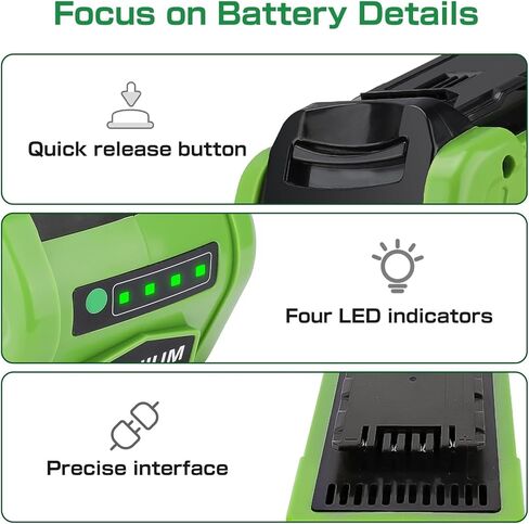 بطارية بديلة مطورة 6000 مللي أمبير في الساعة 40 فولت لبطارية Greenworks 40V 29472 29462 29252 20202 22262 25312 21242 بطارية ليثيوم متوافقة مع أدوات الطاقة اللاسلكية G-MAX 40 فولت من GreenWorks in Kuwait