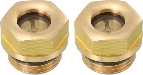 PATIKIL Air Compressor Oil Sight Glass, 2 Pack M16*1.5 Male Thread Brass Oil Liquid Level Gauge Air Compressor Parts with O-ring in Saudi Arabia