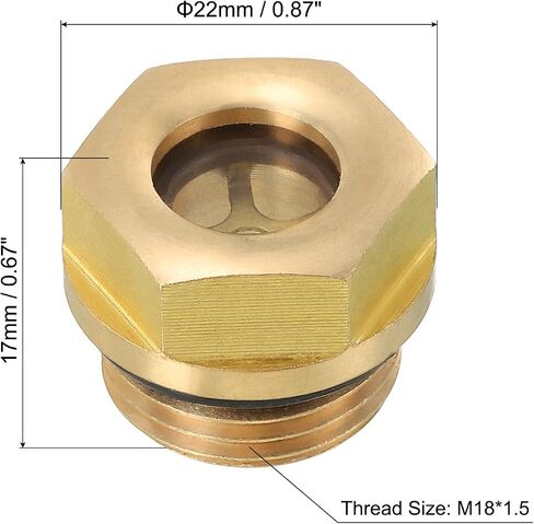 PATIKIL Air Compressor Oil Sight Glass, 2 Pack M16*1.5 Male Thread Brass Oil Liquid Level Gauge Air Compressor Parts with O-ring in Saudi Arabia