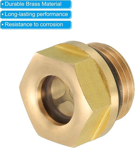 PATIKIL Air Compressor Oil Sight Glass, 2 Pack M16*1.5 Male Thread Brass Oil Liquid Level Gauge Air Compressor Parts with O-ring in Saudi Arabia