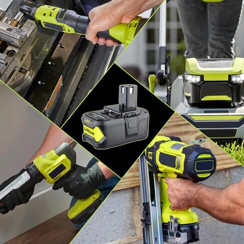 2 حزمة 6.0Ah استبدال لبطارية Ryobi 18V مع شاحن P117 متوافق مع بطارية Ryobi 18V P102 P103 P104 P105 P107 P108 P109 طقم بطارية وشاحن in Kuwait