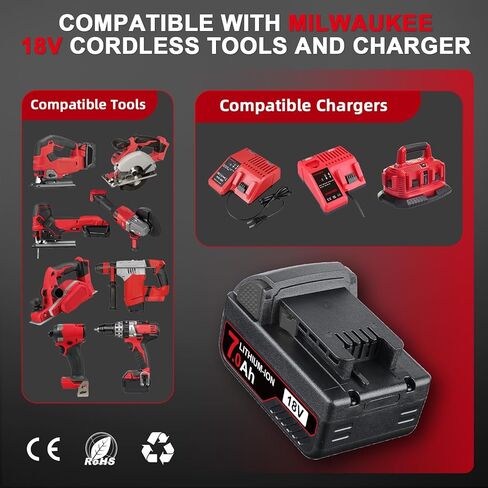 2 حزمة 7.0Ah بطارية ليثيوم أيون بديلة لأدوات ميلووكي M-18 بطارية 18 فولت in Kuwait
