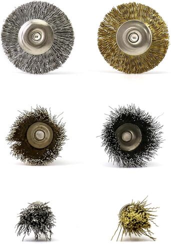QWORK 36Pcs Brass & Stainless Steel Wire Brush Polishing Wheel Kit for Rotary Tools - for Metal, Wood Grinding, Deburring, and Polishing in Saudi Arabia