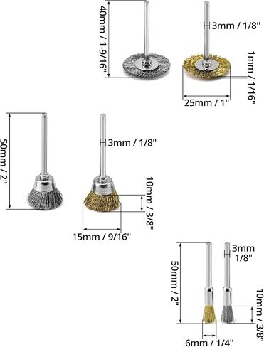 QWORK 36Pcs Brass & Stainless Steel Wire Brush Polishing Wheel Kit for Rotary Tools - for Metal, Wood Grinding, Deburring, and Polishing in Saudi Arabia