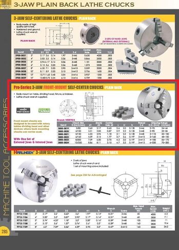 HHIP VERTEX 4 "3-JAW Front Mount LATHE CHUCK 2 مجموعات من الفكين (3800-5820) in Saudi Arabia