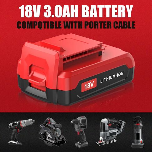 Munikind PC18BLX 18V Replacement for Porter Cable 18V Battery Compatible with Porter Cable Battery 18 Volt PC18B PC18BL PC18BLX PCC489N PC188 PCXMVC Cordless Power Tools 2Pack 3000mAh in Kuwait
