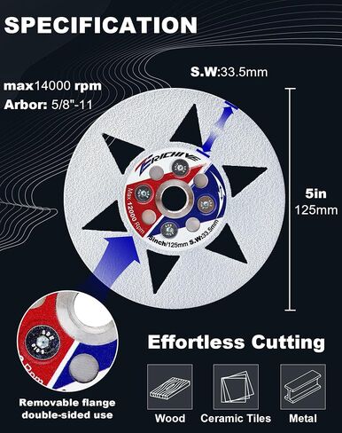 5" Diamond Granite Cutting Blade for Both Cutting and Grinding on Granite Marble Porcelain Tile in Kuwait