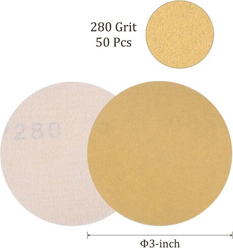 50pcs No Hole Sanding Discs- [ 3 Inch 500 Grit ] Round Hook and Loop Grip Sanding Pads Sheet Sandpaper for Automotive Woodworking Metal Polishing Use| Gold, Aluminum Oxide in Saudi Arabia
