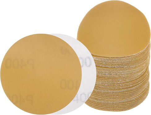 50pcs No Hole Sanding Discs- [ 3 Inch 500 Grit ] Round Hook and Loop Grip Sanding Pads Sheet Sandpaper for Automotive Woodworking Metal Polishing Use| Gold, Aluminum Oxide in Saudi Arabia