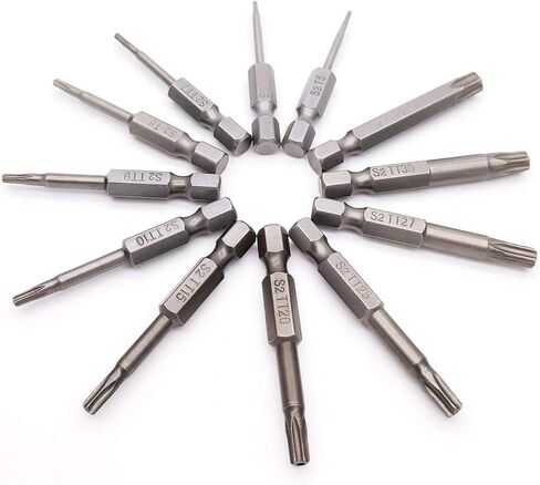 NGe 12Pcs Torx Screwdriver Bit Set, 50mm Length, 1/4" Hex Shank, T5-T40 Torx Head Bits, T5, T6, T7, T8, T9, T10, T15, T20, T25, T27, T30, T40, Magnetic Electric Torx Security Drill Bit Kit in Saudi Arabia