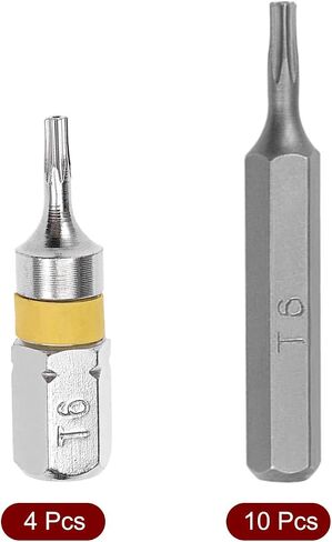 uxcell 14pcs 25mm Long 1/4" and 5/32" Hex Shank Torx Screwdriver Bit Set,25mm and 28mm Length T6 Security Torx Screw Driver Kit Tools S2 High Alloy Steel in Saudi Arabia