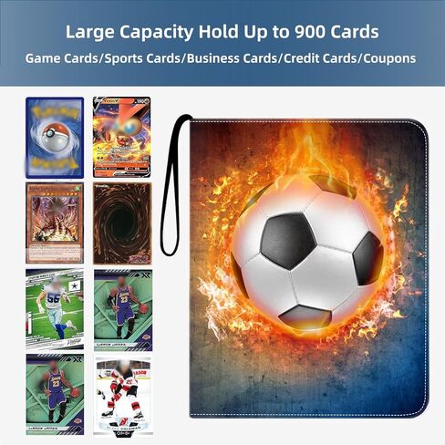 HESTECH Baseball Card Binder with Sleeves 900 Pockets 3 Ring Trading Playing Collection Card Holder Photo Albums Storage Large Organizer Big Case with 50 Pages Removable Sleeves for Sports Game Cards in Kuwait