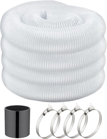 خرطوم جمع الغبار مقاس 4 بوصات بطول 50 قدمًا مرن وشديد التحمل من حطام الغبار PVC الشفاف مع موصل خرطوم الغبار مقاس 4 بوصات ومشابك خرطوم لهواة جمع الغبار (4 بوصات × 50 قدمًا) in Saudi Arabia