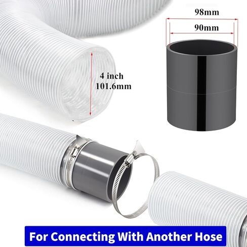 خرطوم جمع الغبار مقاس 4 بوصات بطول 50 قدمًا مرن وشديد التحمل من حطام الغبار PVC الشفاف مع موصل خرطوم الغبار مقاس 4 بوصات ومشابك خرطوم لهواة جمع الغبار (4 بوصات × 50 قدمًا) in Saudi Arabia