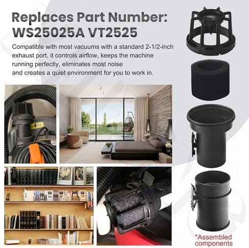WS25025A VT2525 Wet/Dry Vacs Vacuum Muffler Diffuser Compatible With Most Vacuum Cleaners With A Standard 2-1/2-Inch Exhaust Port, Effective Airflow Control And Noise Reduction in Saudi Arabia