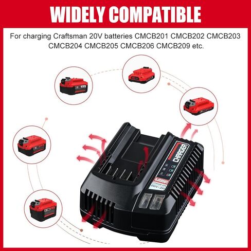 بديل VANON لشاحن بطارية Craftsman 20V CMCB104، متوافق مع بطارية ليثيوم أيون 20 فولت V20 بحد أقصى CMCB202 CMCB204 CMCB209 CMCB206. in Kuwait
