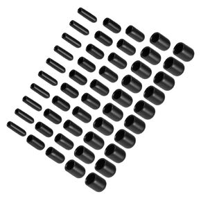 Round Rubber End Caps, 1/8" 3/16" 1/4" 5/16" 3/8" ID Vinyl Cover Flexible Screw Thread Protectors Rubber Bolt Caps Vacuum Caps Black - (Applications: for Metal Tube Rod), 50-Pieces