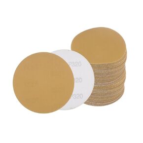 100pcs No Hole Sanding Discs- [ 5 Inch 120 Grit ] Round Hook and Loop Grip Sanding Pads Sheet Sandpaper for Automotive Woodworking Metal Polishing Use| Gold, Aluminum Oxide