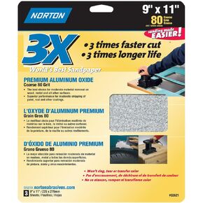 9 x 11" Norton 02621 ProSand Sanding Sheet 80-Grit Handy-Pack"