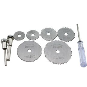 6PCS Drill Rotary Tool Cutting Blade Set Saw Disc Wheel Cutting Blade Woodworking DIY Small Mini HSS Cutting Blade with Joining Rod and Screwdriver for Cutting Wood PVC Soft Metal and Plastic