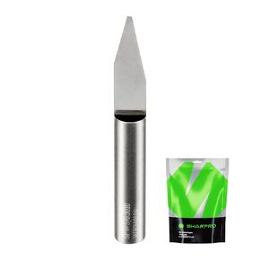 Chamfer End Mill Carving Liner V-bit 30 Degree 1/8 Inch Shank Carbide 2 Flute 1mm Tip CNC V-Groove Router Bit for Engraving and Profile Carving