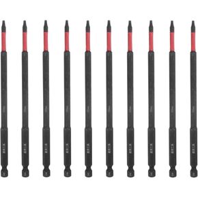 HARFINGTON 10pcs Impact Tough Torx Drill Bit T6 6" Length 1/4" Hex Shank S2 Steel Magnetic Insert Star 6 Point Head Screwdriver Bits