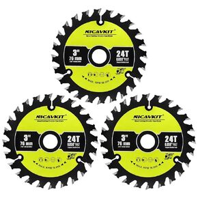 3Pcs 3 Inch 36T Wood Cutting Circular Saw Blade for Wood, MDF, OSB, Laminated,7/16" Arbor TCT Saw Blade Compatible with All Dremel Saw-MAX, Ultra-Saws, RotoZip Saws,Dewalt Saws, 3/8" Bushing