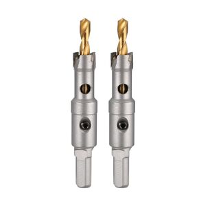 uxcell 14mm Carbide Hole Cutter, Hole Saws for Stainless Steel Sheet Metal, Non-slip Triangular Shank Limit Step, with Titanium Coated Center Drill