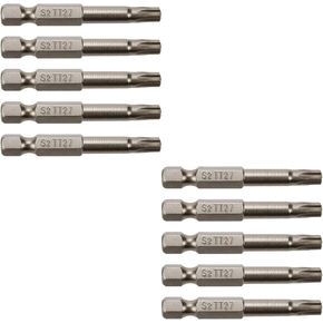 TT27 Screwdriver Bit Set Torx (10pcs) 1/4-Inch Hex Shank,2-Inch/50 mm Length S2 Steel with Magnetic for Power Screwdriver Drill