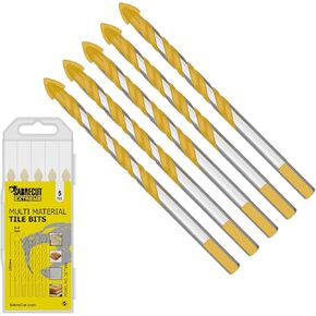 5 x SabreCut SCTBB6 15/64" x 3 15/16" (6mm x 100mm) Multi-Material Tile Drill Bits Set for Ceramic Porcelain Granite Marble with Durable Storage Box