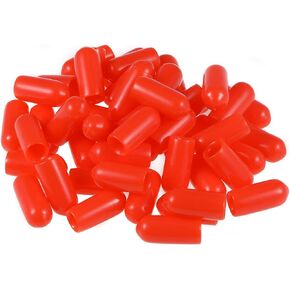 uxcell 50pcs Rubber End Caps 5mm ID Vinyl Round Tube Bolt Cap Cover Screw Thread Protectors Red