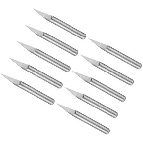 Engraving CNC Router Bits, 0.1mm (0.004") Tip Width 30 Degree Angle 1/8" Shank Solid Carbide 2-Flute V Groove Carving Bits - (Applications: for Wood Acrylic Plastic), 10-Pieces