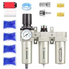 1/2" NPT Industrial Grade 3 Stage Air Drying System, Air Compressor Filter Oil Water Separator Air Dryer for Plasma Cutter and Paint Spray