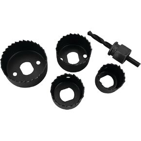 Performance Tool 1460 Interchangeable Arbor with Four Hole Saw Sizes: 1 1/4-Inch, 1 1/2-Inch, 1 3/4-Inch and 2 1/8-Inch, Ideal for Woodworking and DIY Projects