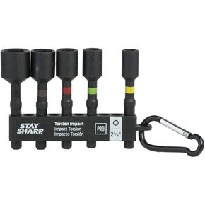 76052 2 x 0.25 in. 0.31 in. 0.37 in. 0.43 in. 0.5 in. Torsion Impact Bit Clip - Professional Recyclable - 5 Piece