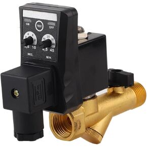 Automatic Timed Drain Valve for Air Compressor G1/2 Thread DN15 Operate Automatically Air Compressor Auto Drain Valve Condensate Management with Adjustable Valve Timing (AC110V)