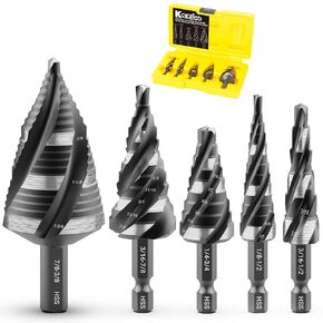 M35 Four Spiral Flute Cobalt Step Drill Bit 1/8"-1/2", Wear-Resistant TiAlN Coated 1/4" Hex Shank Unibit Step Bit for Metal, Stainless Steel, Aluminum, Wood, Plastic（13 Sizes）