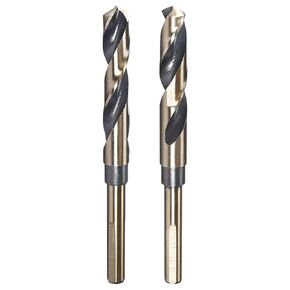 uxcell Reduced Shank Drill Bit Set, 14mm 14.5mm Titanium Nitride Coated High Speed Steel 4341 Tri-Flat Shank Drilling Tool for Stainless Steel Alloy Copper, 2pcs