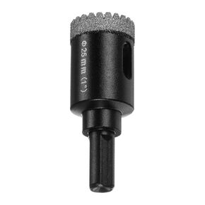 25mm Diamond Hole Saw 3/8" Vacuum Brazed Serrated Dry Diamond Core Drill Bits Tile Holes Opener with Hex Shank for Ceramic Marble Brick Glass Porcelain Quartz Stone, Black
