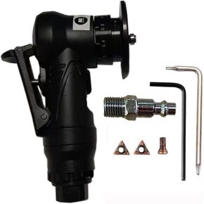 Pneumatic Chamfering Tool, Portable Mini Deburring Tool, 45 Degree Handheld Linear Air Chamfer Tool for Metal, Trimming Machine Arc Edge Beveler with Precision Blade Inserts, Ultra Light (Black)