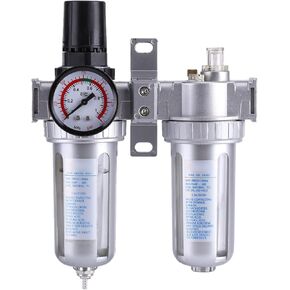 Air Compressor Filter Regulator Moisture Water Trap Cleaner Separator Tool, Particulate Air Filter,3/8'' Water Trap Cleaner Separator Compressor Moisture Trap for Paint Spray and Plasma Cutter
