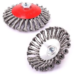 5 Pack 3 Inch Knotted Wire Cup Brush for 4 1/2 Angle Grinder,5/8 Inch-11 Threaded Arbor,0.02 Inch Carbon Steel Wire,Wire Brush for Rust,Corrosion,Paint Removal (5 Pack 3 Inch)