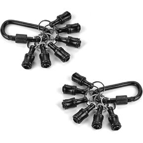 LUEXBOX 1/4 Inch Bit Holder Keychain, Hex Screwdriver Bits Holder Extension Bar, Quick Change Screw Bit Holder for Most Electric, Hand-held Screwdrivers and Drill Bits (A: Black 12pack)