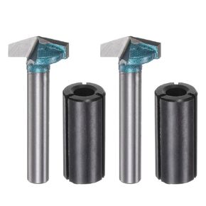 V Groove Router Bit 0.9" Dia 6mm Shank 0.3" Cutting Depth 150 Degree Carbide V Type Trimmer CNC Router Bit for 3D CNC Engraving Carving Woodwork with Conversion Collet, Cyan